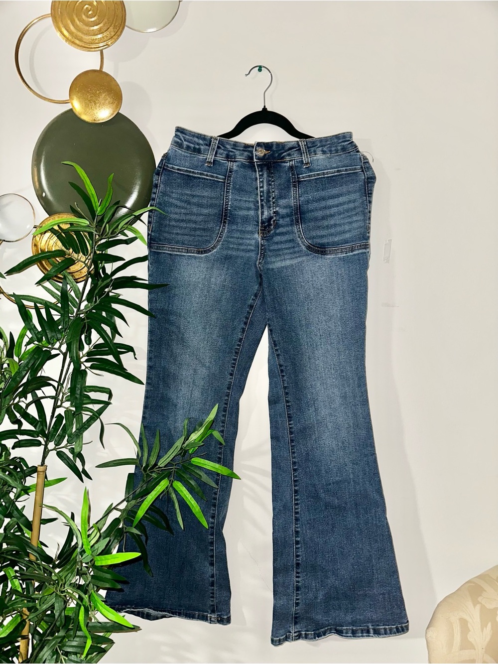 Express Women's Dark Blue Flare Jeans